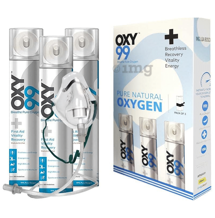 Oxy99 Portable Oxygen Can (6ltr Each) with 1 Mask