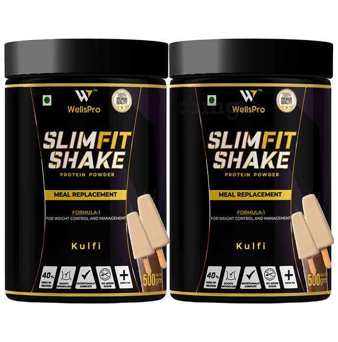 WellsPro Slimfit Shake Protein Powder for Weight Management | No Added Sugar | Flavour Kulfi