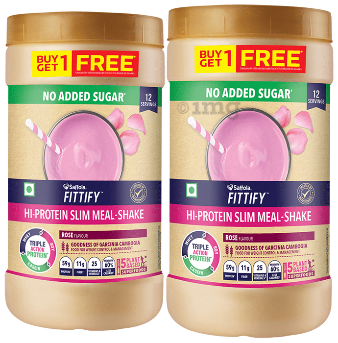 Saffola Fittify Hi-Protein Slim Meal-Shake (420gm Each) Rose Buy 1 Get 1 Free