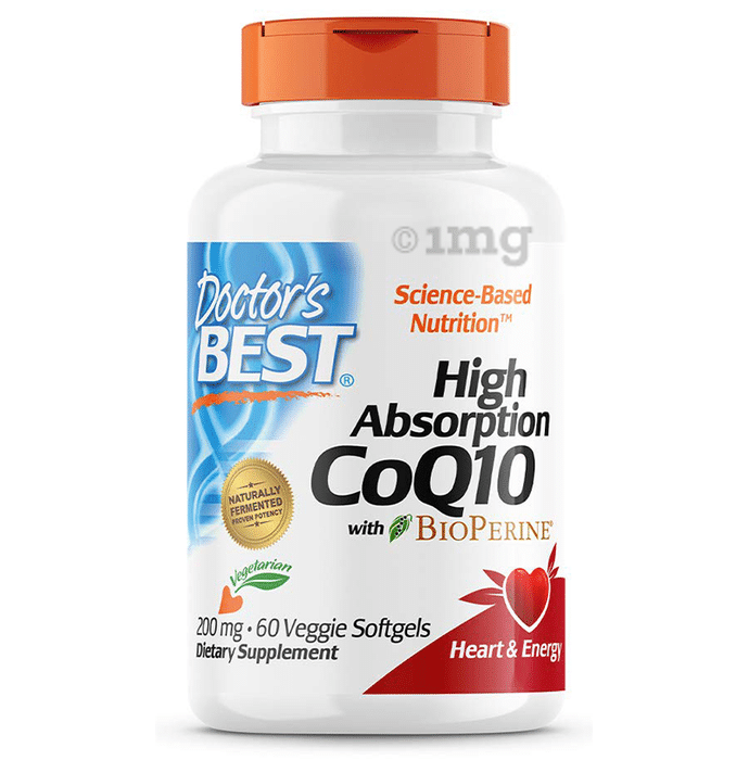 Doctor's Best High Absorption CoQ10 with Bioperine 200mg | Veggie Softgels for Energy & Heart Health