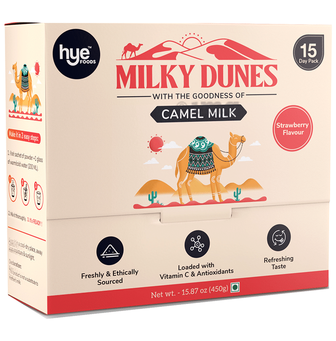 Hye Foods Milky Dunes Camel Milk Powder Sachet (30gm Each) Strawberry