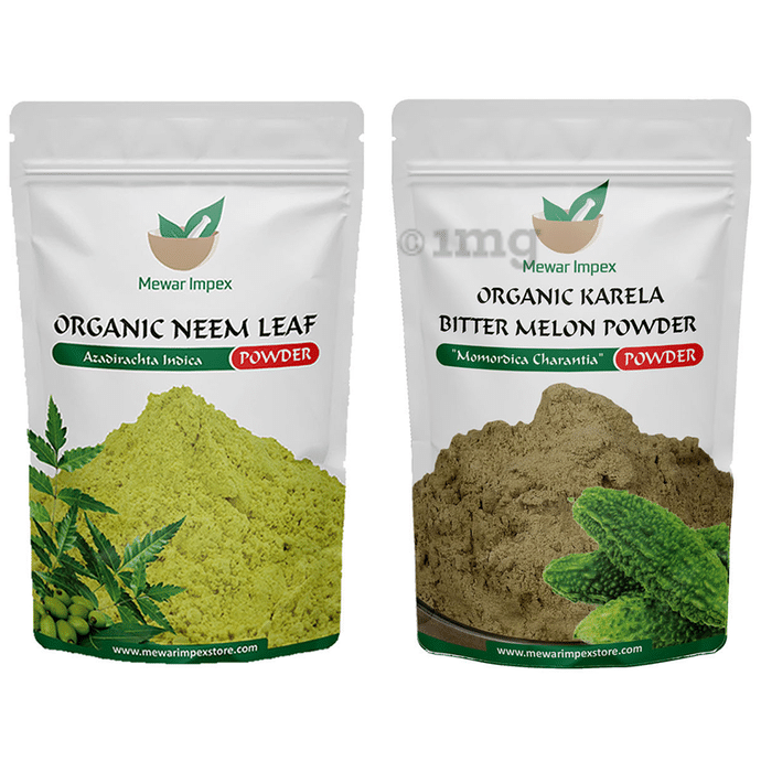 Mewar Impex Combo Pack of Organic Karela Bitter Melon Powder & Organic Neem Leaf Powder (100gm Each)