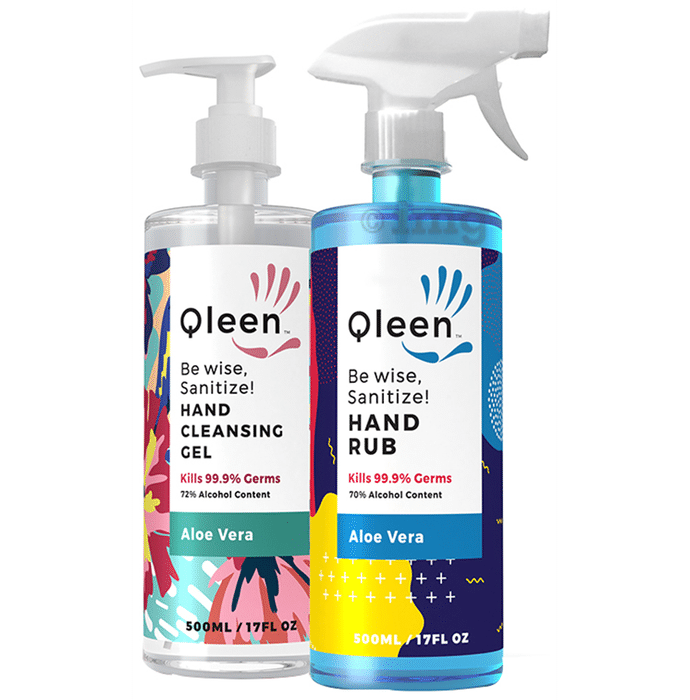 Qleen Combo Pack of Hand Cleansing Gel & Hand Rub (500ml Each)