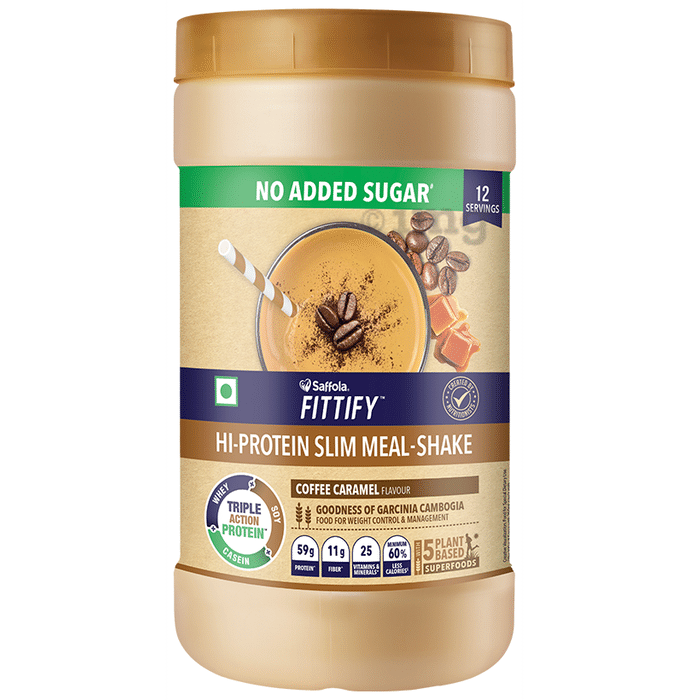 Saffola Fittify Hi-Protein Slim Meal-Shake (420gm Each) Coffee Caramel