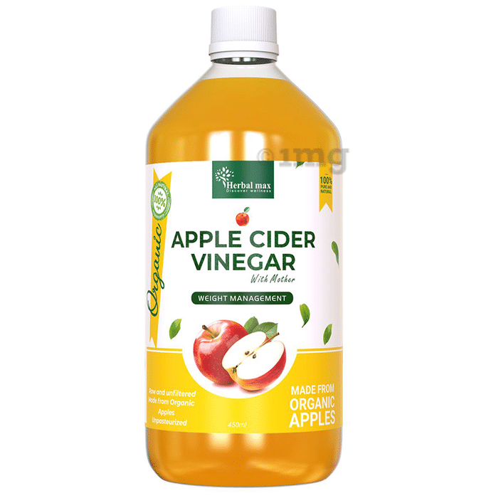 Herbal Max 100% Organic Apple Cider Vinegar with Mother (450ml Each)