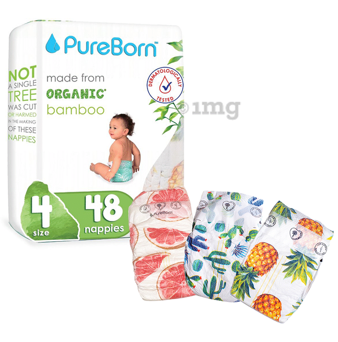 PureBorn Printed Nappies Size 4