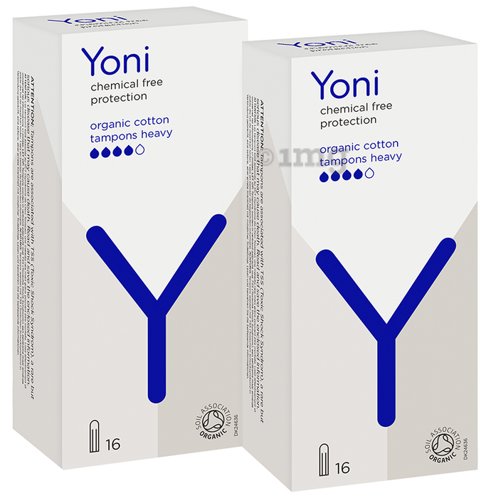 Yoni Organic Cotton Tampons Heavy (16 Each)