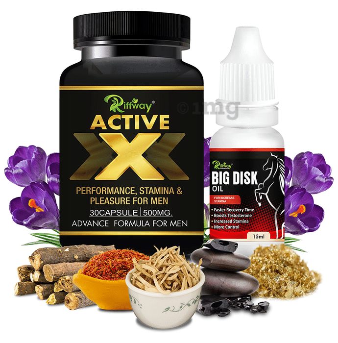 Riffway International Combo Pack of Active X 30 Capsule & Big Disk Oil 15ml