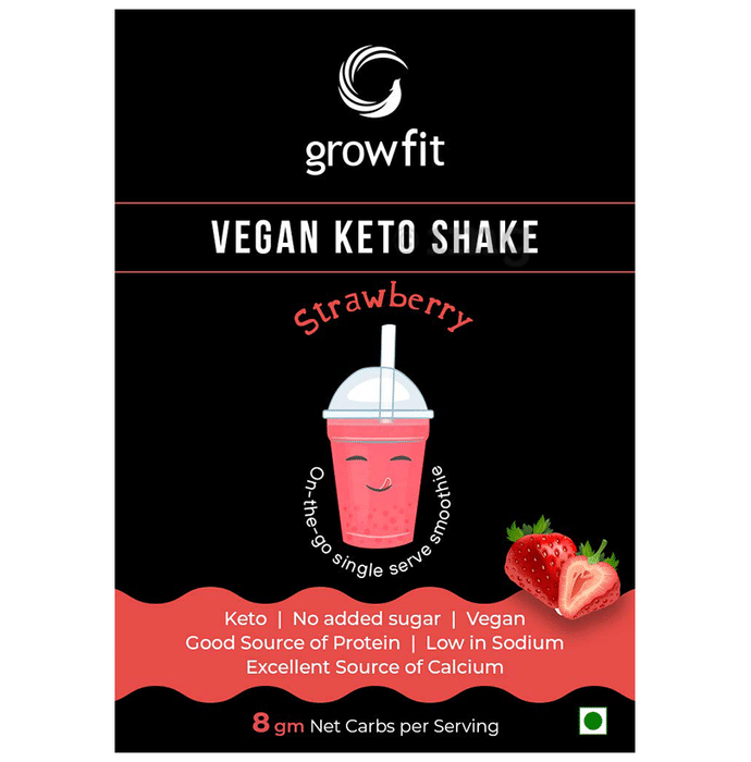 Growfit Vegan Keto Shake Sachet (60gm Each) Strawberry