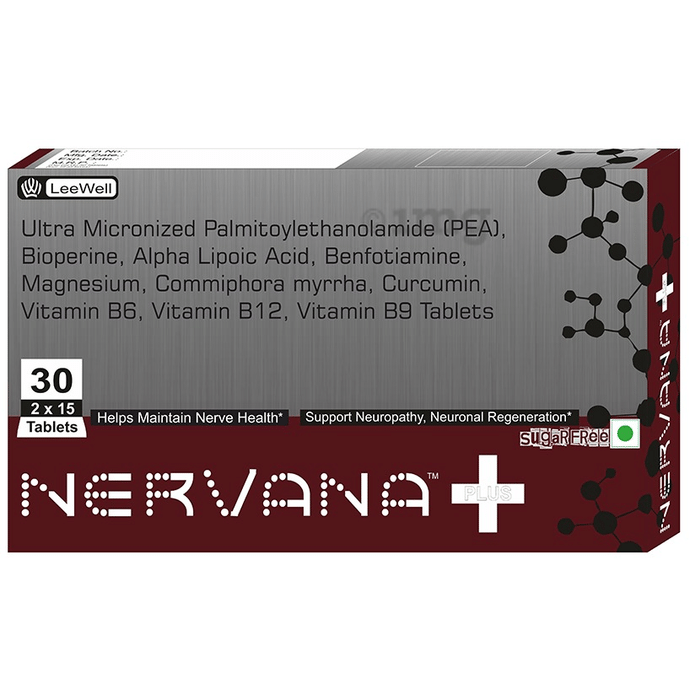 LeeWell Nervana Plus Tablet Benfotiamine, ALA, PEA, Myrrha | Muscle Nerve Neuropathic Pain in Legs, Hands, foot (15 Each)