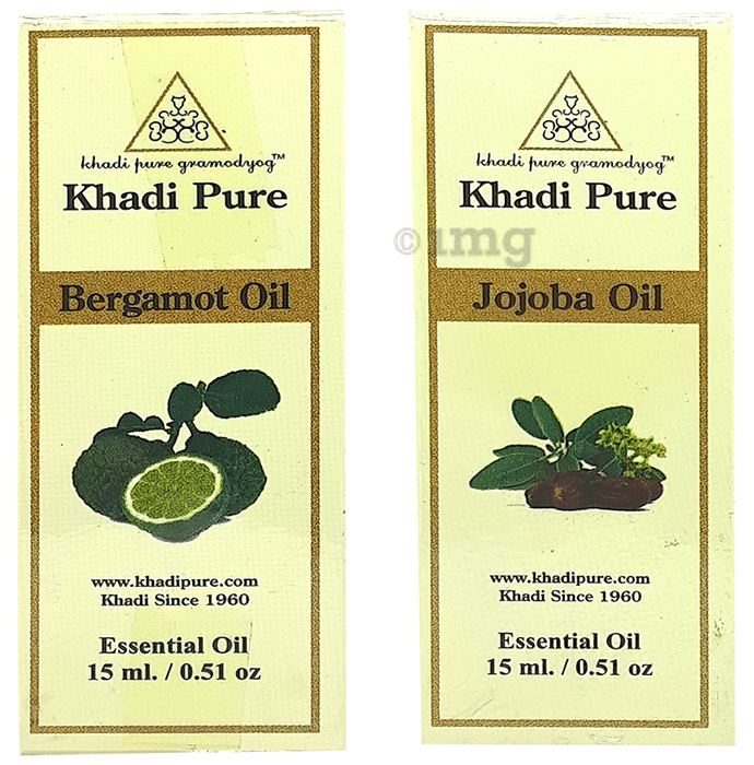 Khadi Pure Combo Pack of Bergamot Oil & Jojoba Oil (15ml Each)