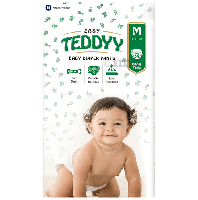 Teddyy Easy Baby Diaper Pants with Soft Elastic | Size Medium