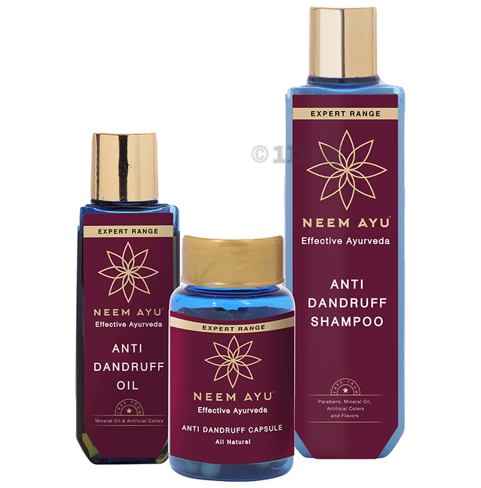 Neem Ayu Combo Pack of Anti Dandruff Oil 100ml, Anti Dandruff Shampoo 200ml & Anti Dandruff Capsule (60)