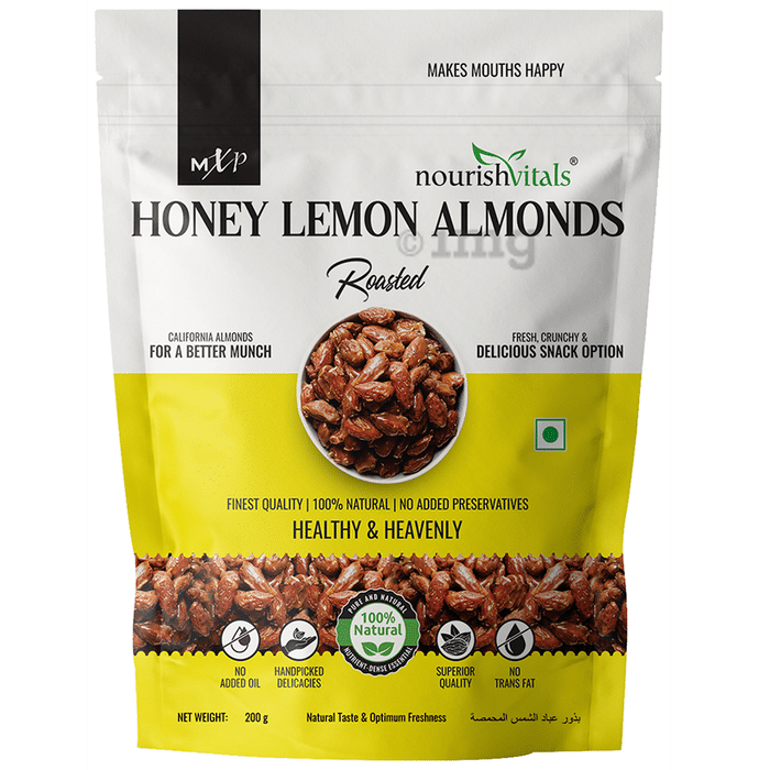NourishVitals Honey lemon Rosted Almonds Dry Fruits (200gm Each)