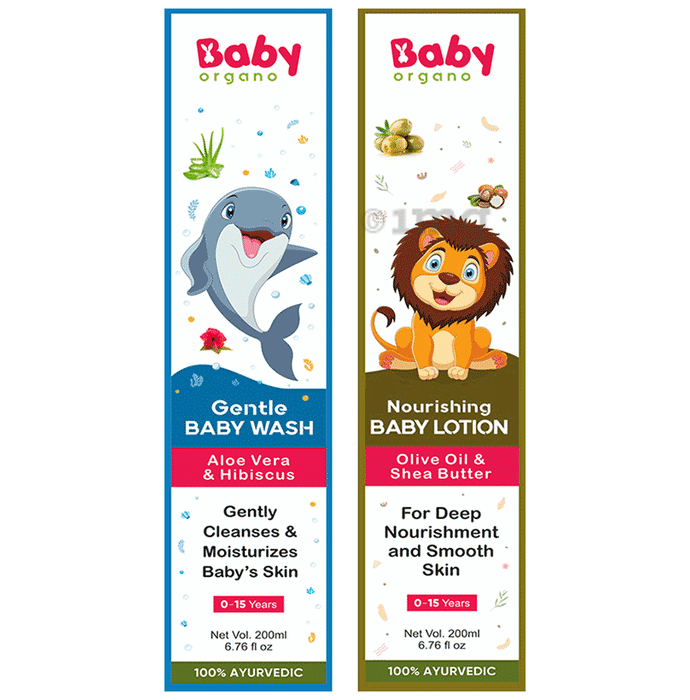 Baby Organo Combo Pack Of Gentle Baby Wash (200ml) And Nourishing Body Lotion (200ml)