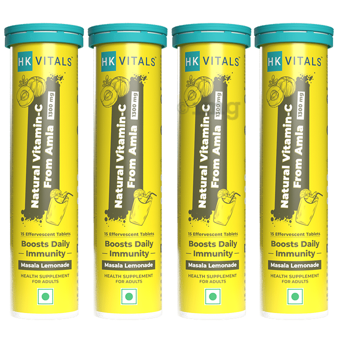 HK Vitals Natural Vitamin-C from Amla 1300mg Effervescent Tablet Masala Lemonade