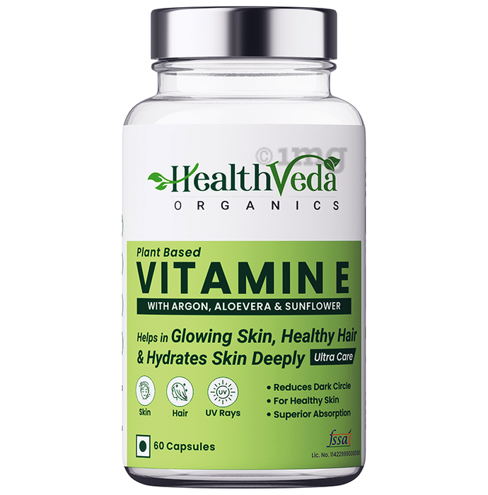Health Veda Organics Plant Based Vitamin E for Skin & Hair Health | Capsule