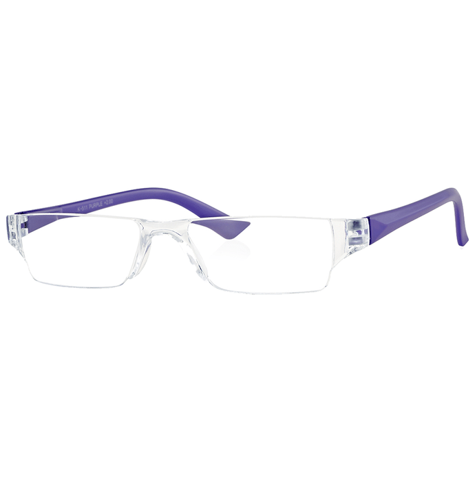 Klar Eye K 511 Rectangle Rimless Reading Glasses for Men and Women Purple Optical Power +1
