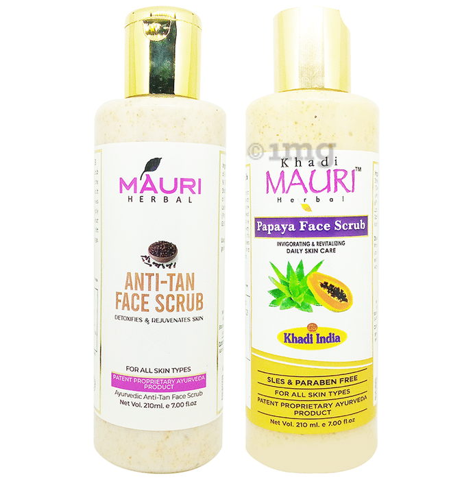 Khadi Mauri Herbal Combo Pack of Anti-Tan & Papaya Face Scrub (210ml Each)