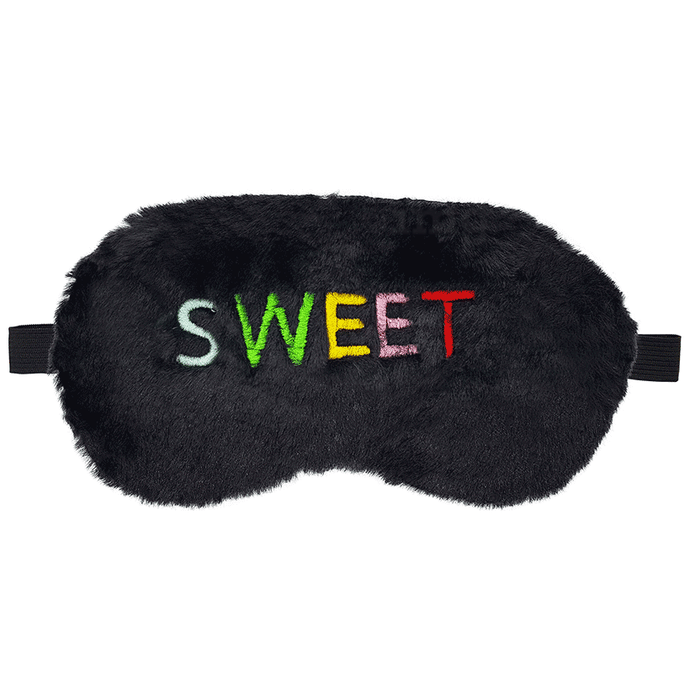 Jenna Jenna Sleeping Eye Mask for Insomnia, Puffy Eyes and Dark Circles with Fur Sweet Black