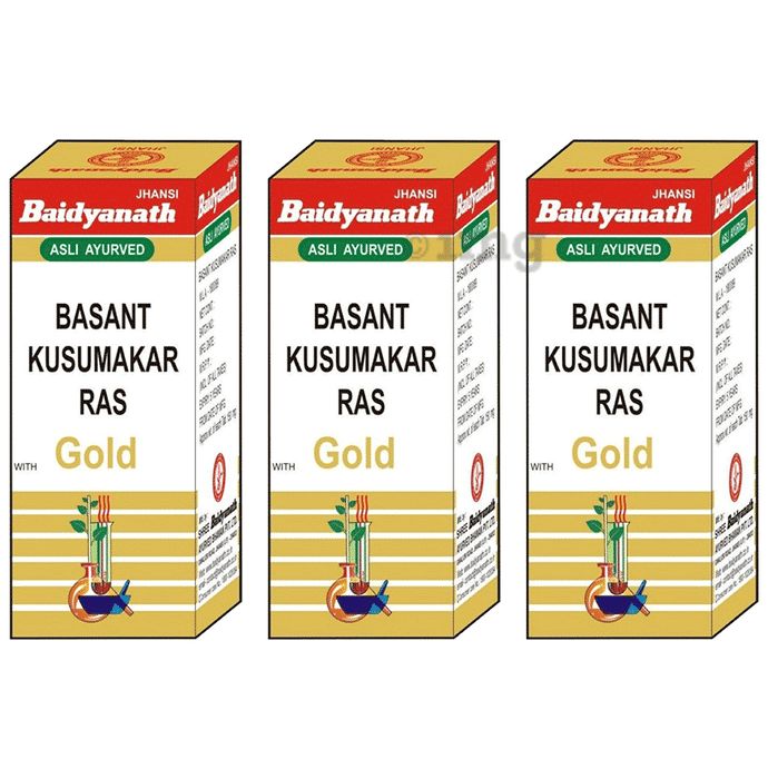 Baidyanath (Jhansi) Basant Kusumakar Ras with Gold Tablets (25 Each)