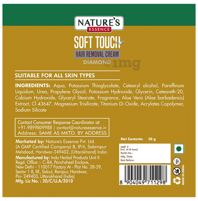 Nature's Essence Soft Touch Hair Removal Cream Gold: Buy tube of 50 gm Cream at best price in India | 1mg Nature's Essence Soft Touch Hair Removal Cream Gold: Buy tube of 50 gm Cream at best price in India | 1mg