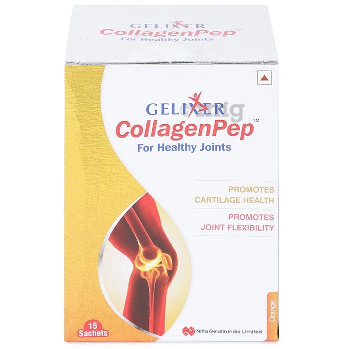 Gelixer Collagen Pep Sachet for Joint Flexibility & Cartilage Health | Flavour Orange