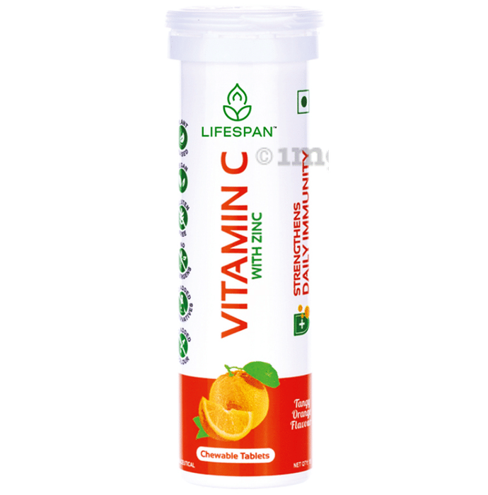 Lifespan Vitamin C+Zinc | Chewable Tablet for Immunity | Chewable Tablet Tangy Orange