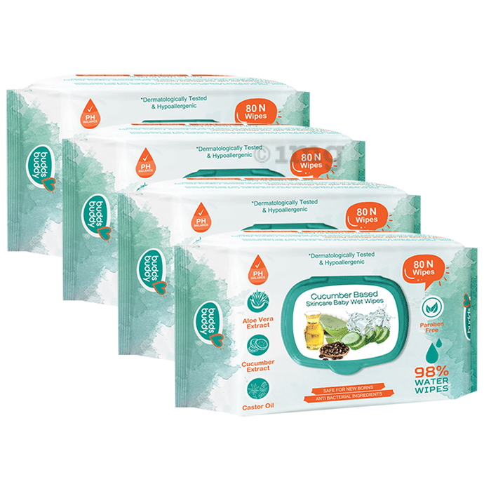 Buddsbuddy Cucumber Based Skincare Baby Wet Wipes (80 Each)