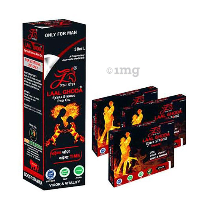 Laal Ghoda Combo Pack of Extra Strong Pro Oil 30ml & Extra Strong Capsule (30 Each)