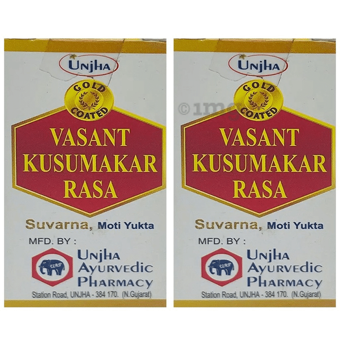 Unjha Vasant Kusumakar Rasa Suvarna, Moti Yukta Powder (2.5gm Each)