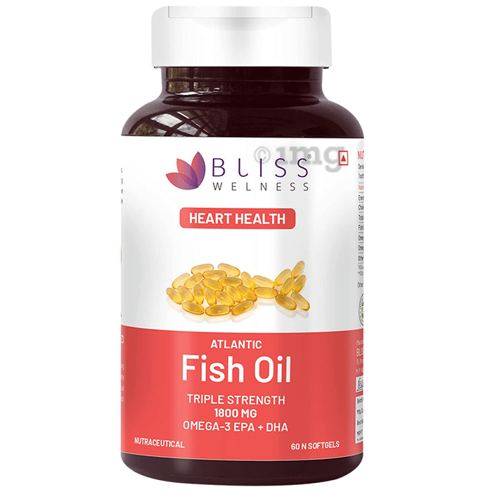 Bliss Welness Heart Health Arctic Fish Oil Triple Strength Omega-3 Softgel Capsule