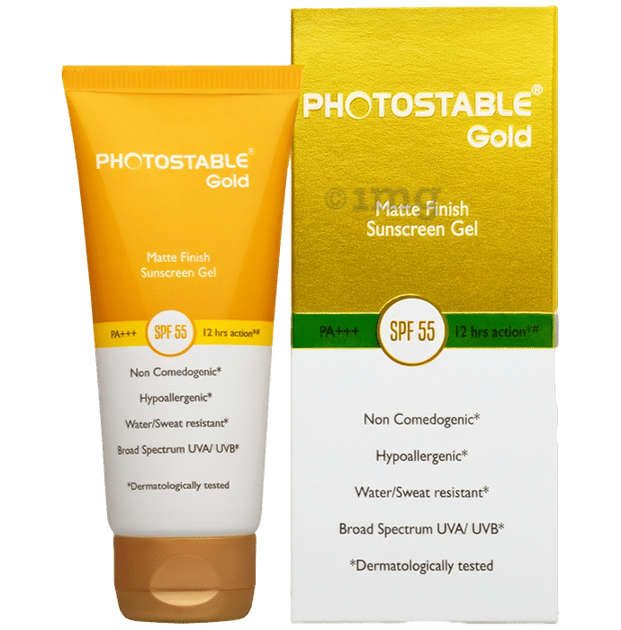 Photostable Gold Matte Finish Sunscreen Gel | PA+++ SPF 55