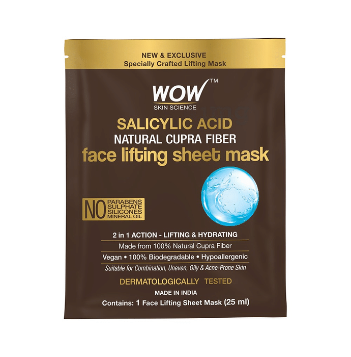 WOW Skin Science Salicylic Acid Natural Cupra Fiber Face Lifting Sheet Mask (25ml)
