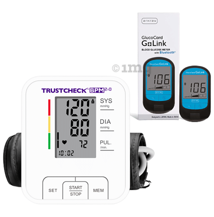 Arkray A90046G+L Combo Pack of Trustcheck BPM 2.0 &  Glucocard G+ Link with Bluetooth White