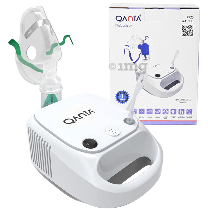 Qanta PRO Piston Compressor Nebulizer Machine with Complete Mask Kit for Adult & Child White