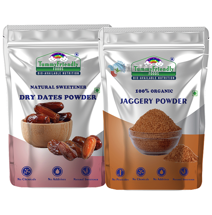TummyFriendly Foods Combo Pack of Natural Sweetener Dry Dates Powder &100% Organic Jaggery Powder (200gm Each)