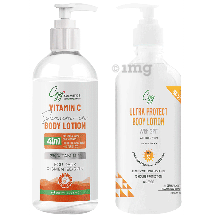 CGG Cosmetics Combo Pack of Vitamin C Serum & Ultra Protect Body Lotion SPF 50 (200ml Each)
