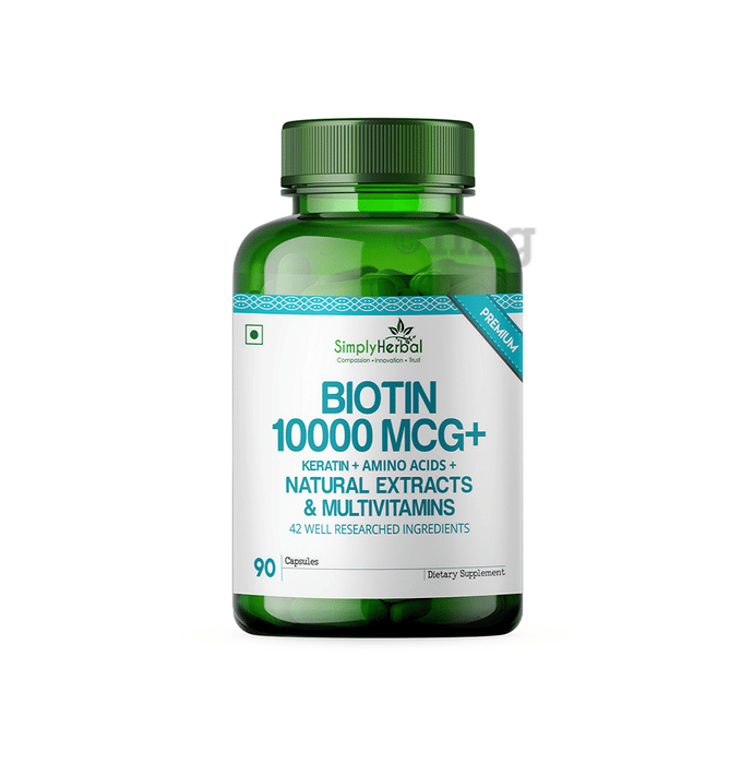 Simply Herbal Biotin 10000 MCG + Keratin + Amino Acids + Natural