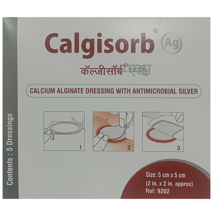 Calgisorb Ag Calcium Alginate Dressing with Antimicrobial Silver 5cm x 5cm