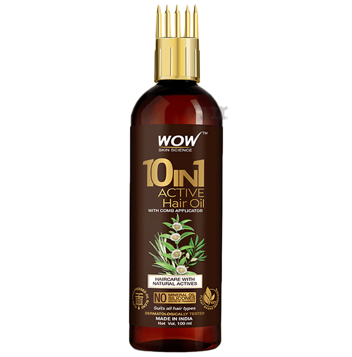 WOW Skin Science 10 in 1 Active Hair Oil with Comb Applicator