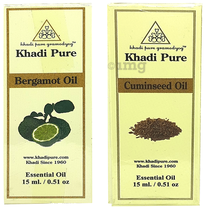 Khadi Pure Combo Pack of Bergamot Oil & Cuminseed Oil (15ml Each)