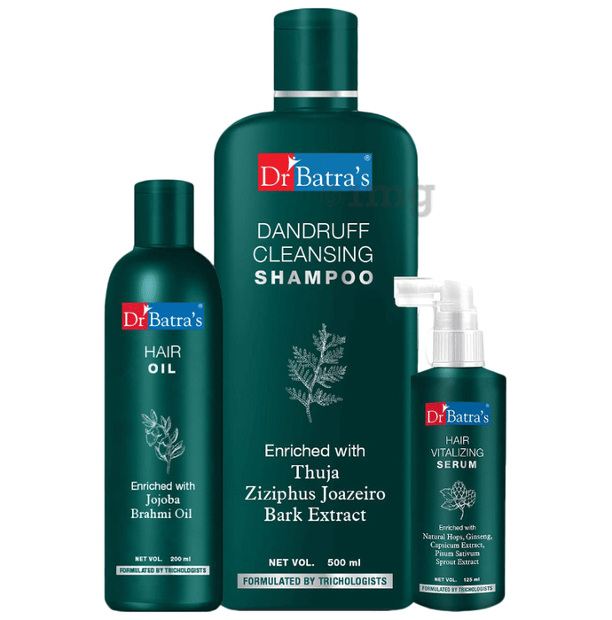 Dr Batra's Combo Pack of Hair Vitalizing Serum 125ml, Hair Oil 200ml and Dandruff Cleansing Shampoo 500ml