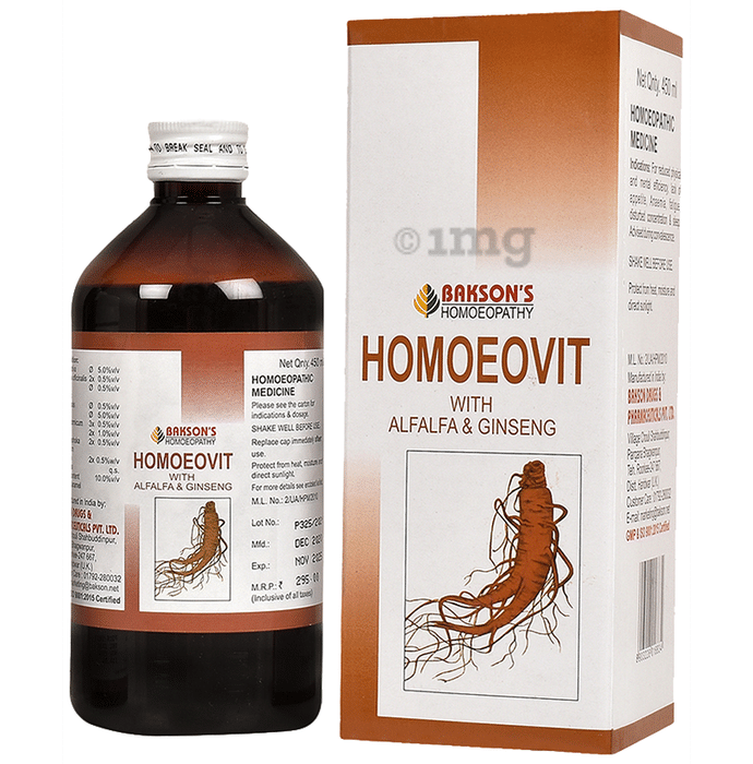 Bakson's Homeopathy Homoeovit with Alfalfa & Ginseng Syrup