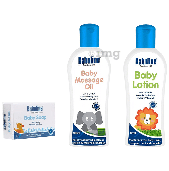 Babuline Baby Care Kit (Lotion 100ml, Massage Oil 100ml & Soap 50gm)