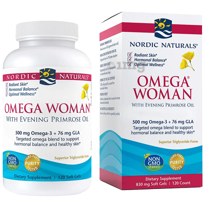 Nordic Naturals Omega 3 500mg with Evening Primrose Oil 830mg Soft Gels for Woman