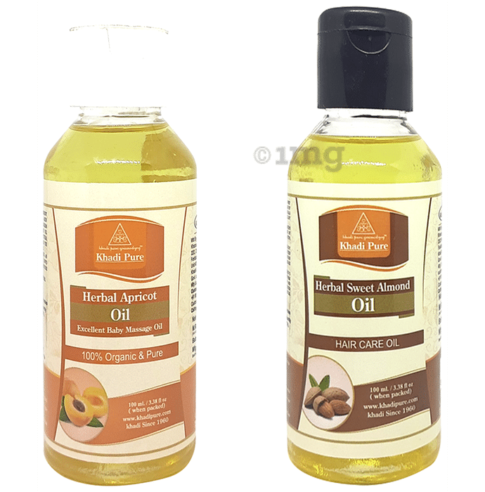 Khadi Pure Combo Pack of Herbal Apricot Oil (100ml) & Herbal Sweet Almond Oil (100ml)