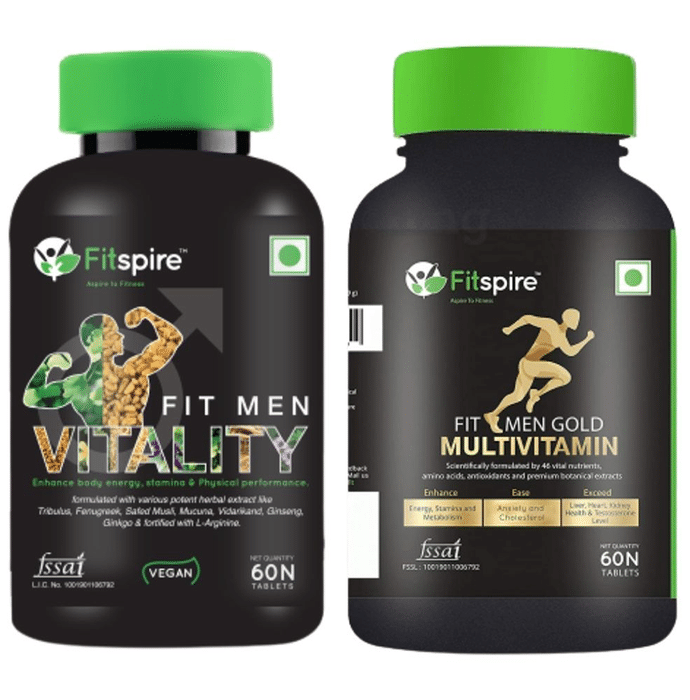 Fitspire Combo Pack of Fit Men Vitality Tablet and Fit Men Gold Multivitamin Tablet (60 Each)