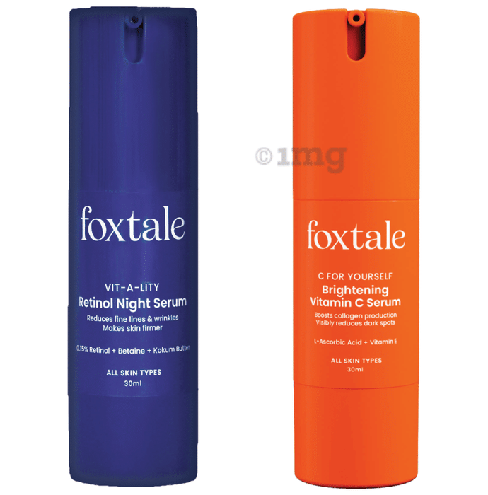 Foxtale Combo Pack of Retinol Night Serum 30ml and Brightening Vitamin C Serum 30ml