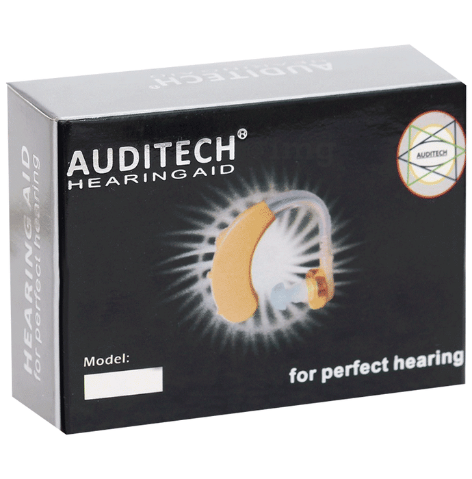 Auditech Silver Sound Enhancement Amplifier for Both Ears Behind the Ear Hearing Aid with 6 Made in Germany Batteries Beige